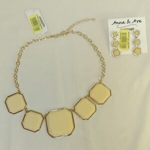 Anna & Ava Gold and Cream Hexagon Necklace Set